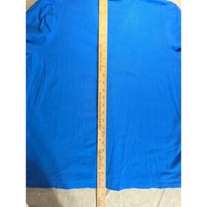Eddie Bauer Womens XL Tall Royal Blue Long Sleeve Pique Polo Shirt Cotton Blend